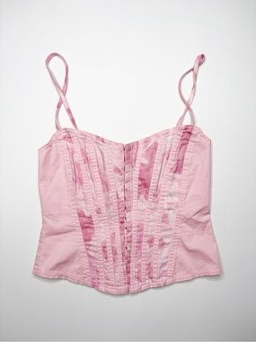 I.AM.GIA Eydis Pink Camo Corset Top XS Hook Front Strappy Y2K Bustier